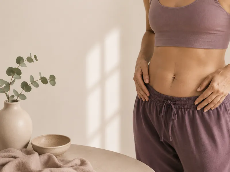 Diagram showing rectus abdominis muscle separation (diastasis recti) and surgical plication repair